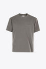 Grey cotton t-shirt with chest logo embroidery 