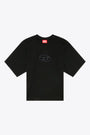 Black cotton boxy t-shirt with Oval D logo - T Buxt Crop Od 