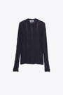 Pullover in cotone blu navy a quadri traforato - Formal Roundneck 