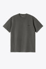 T-shirt grigia in cotone con logo ricamato al petto - S/S Duster Script T-Shirt 