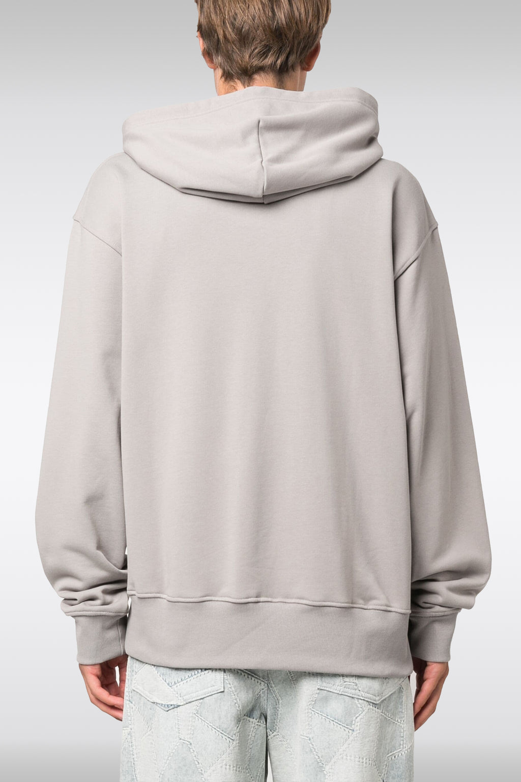 alt-image__Felpa-grigia-con-cappuccio-e-logo-argento-al-petto---S-Macs-Hood-Od