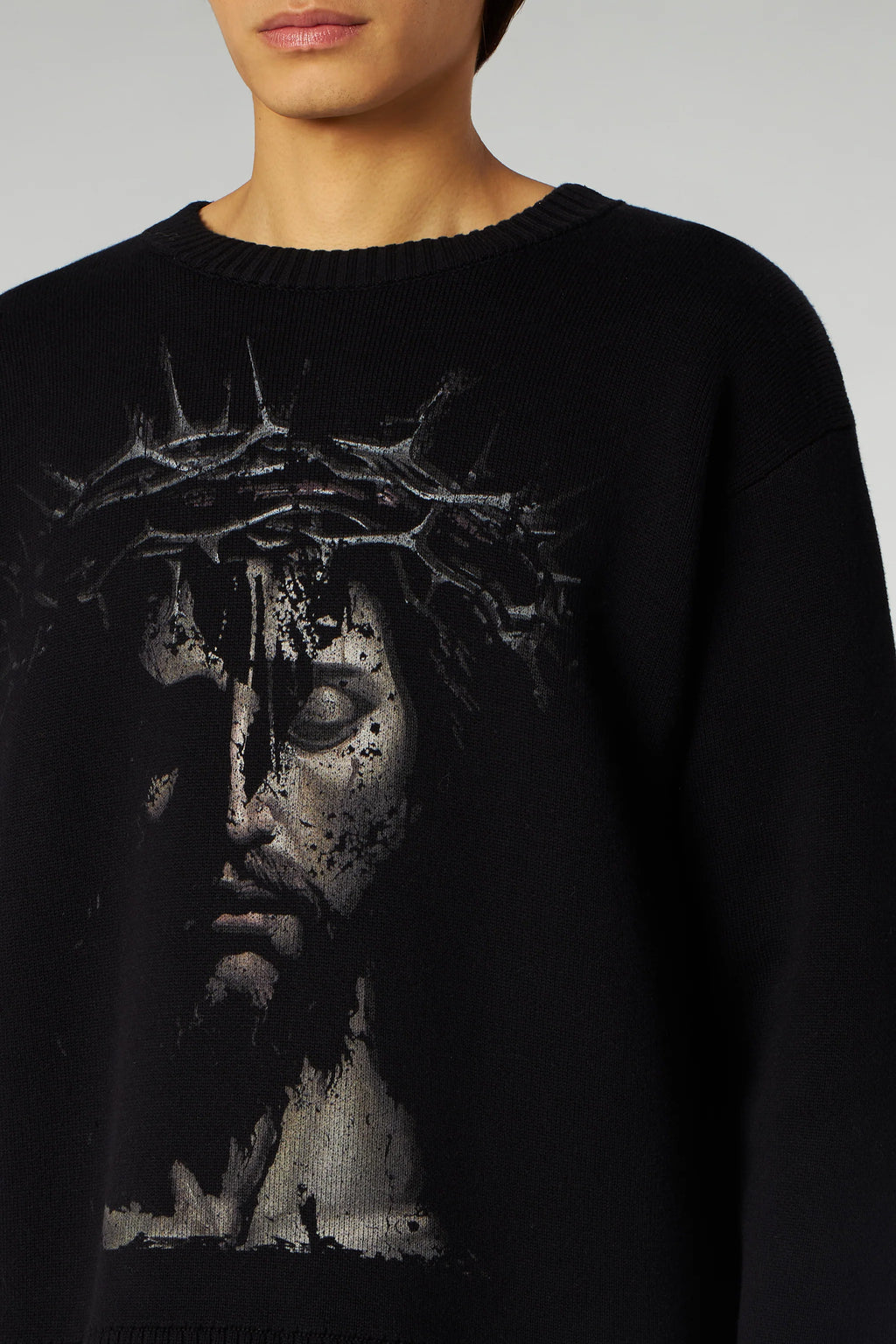 alt-image__Pullover-in-cotone-nero-con-stampa-Jesus---Knit-Roundneck-Jesus