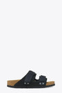 Sandalo nero in suede con velcro - Uji 