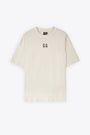 Off white cotton t-shirt with chest and back logo print - Crinkle Tee
 