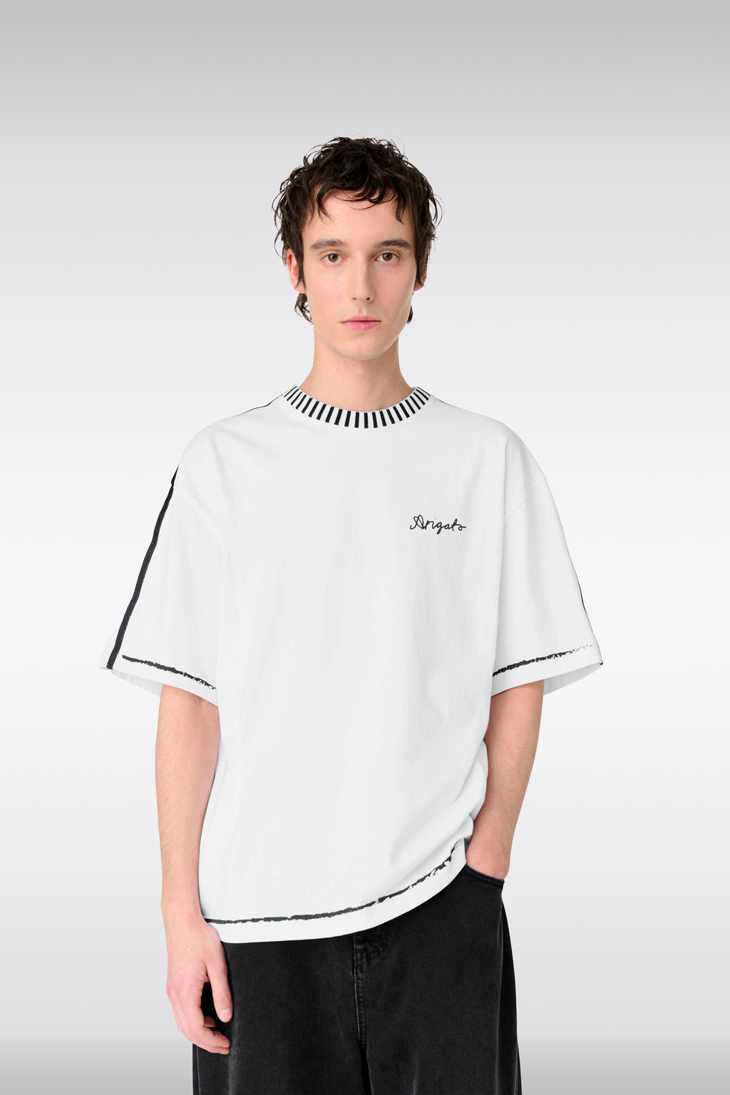 alt-image__White-cotton-t-shirt-with-contrast-collar-and-chest-logo---Seam-Relaxed-T-shirt-