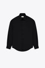 Black wool oversized shirt with long sleeves 