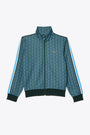 Greeen and light blue jacquard tracksuit jacket with geometric motif  