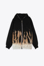 Bleached black cotton oversized hoodie with full lenght zip - Jumbo Gimp Hoodie  