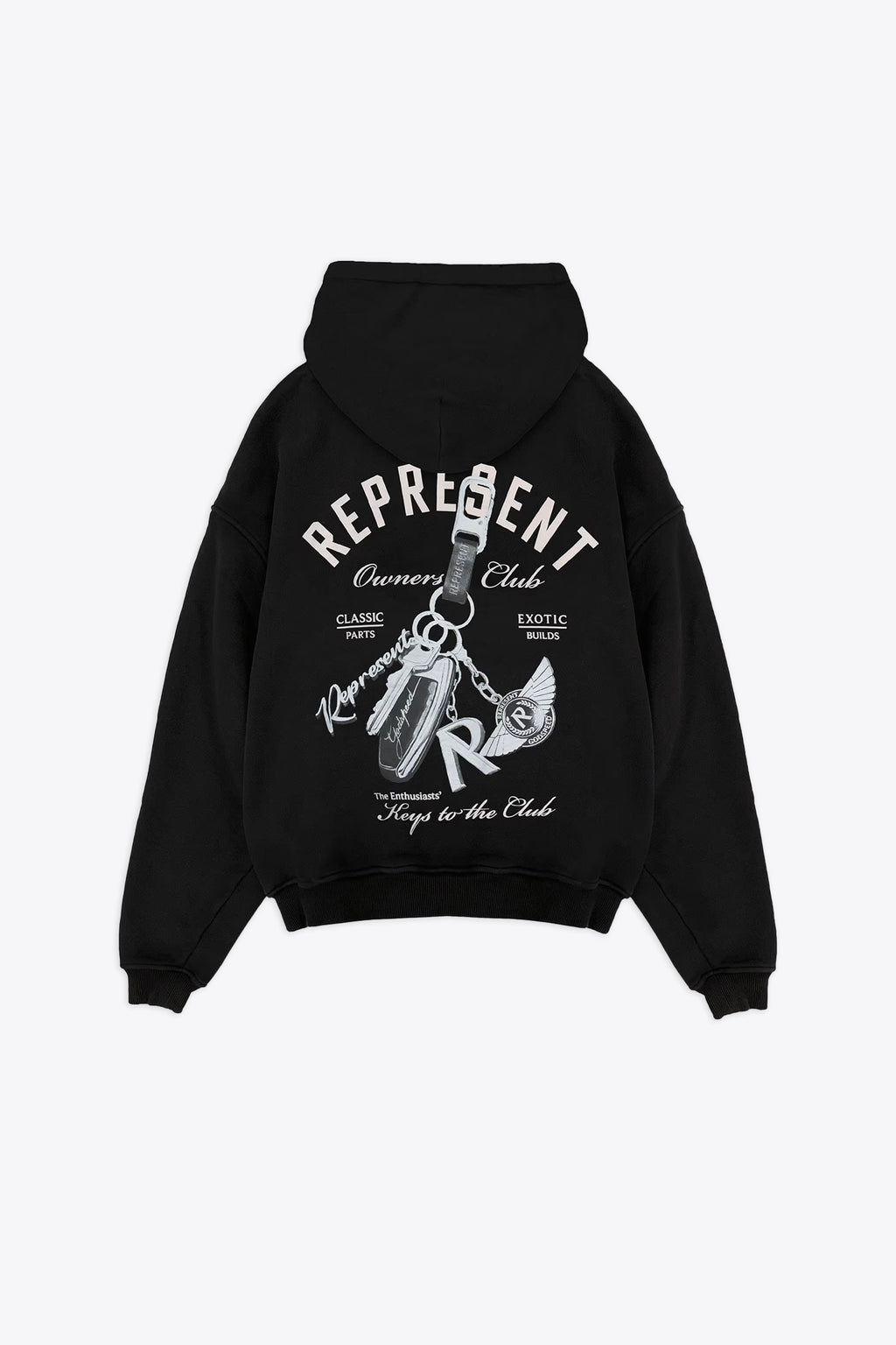 alt-image__Felpa-nera-in-cotone-con-cappuccio-e-stampa-al-petto-e-sul-retro---Keys-to-the-Club-Hoodie