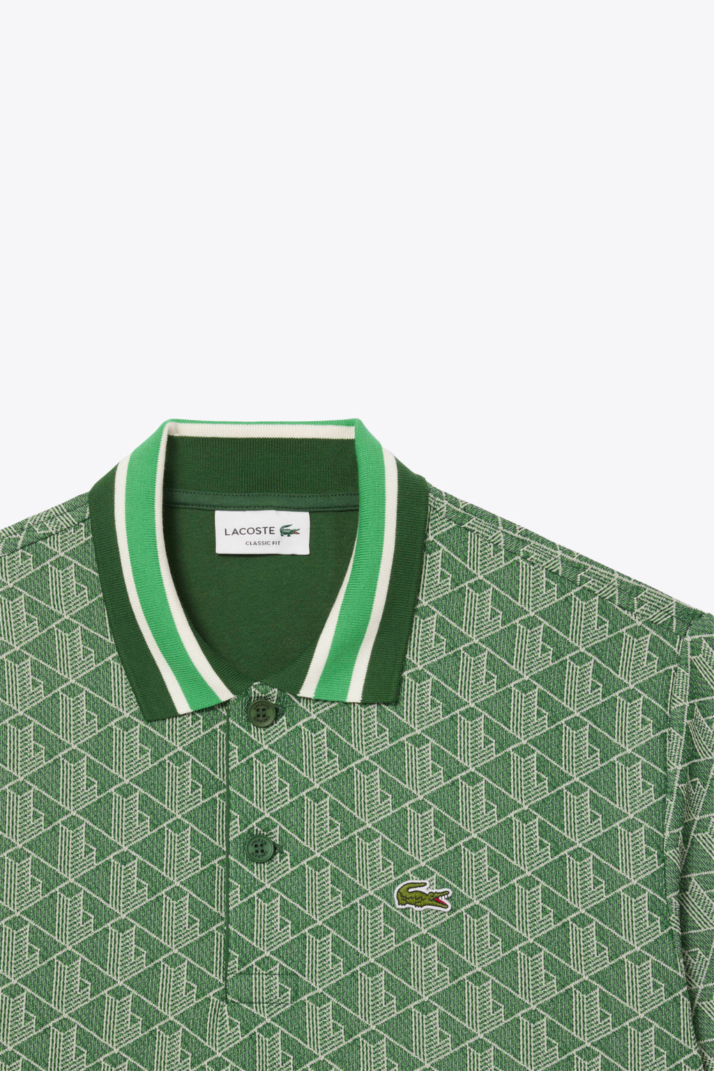 alt-image__Polo-con-motivo-jacquard-monogram-verde-e-bianco-con-maniche-corte