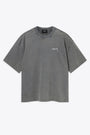 Washed grey cotton t-shirt with frayed logo embroidery - Honor Washed T-Shirt  