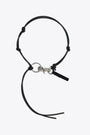 Black knotted leather cord key chain - Ladon 