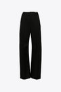 Black twill tailored pant with raw-cut waist  