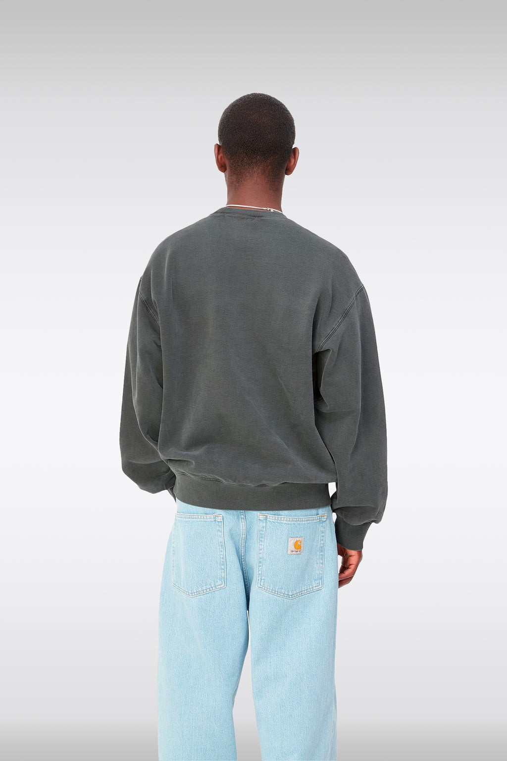 alt-image__Felpa-girocollo-in-cotone-grigio-antracite-lavato---Vista-Sweat