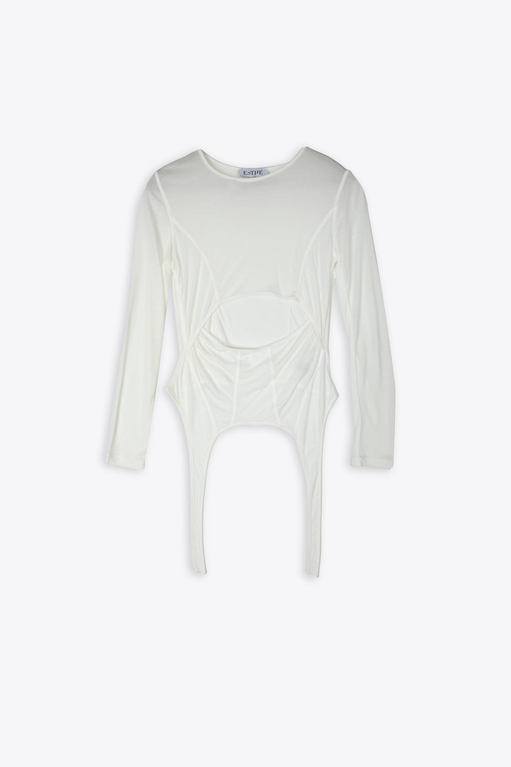 alt-image__T-shirt-in-jersey-panna-con-dettaglio-cut-out---Layered-Cut-Out-Jersey-Top