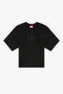 Black cotton boxy t-shirt with Oval D logo - T Buxt Crop Od 