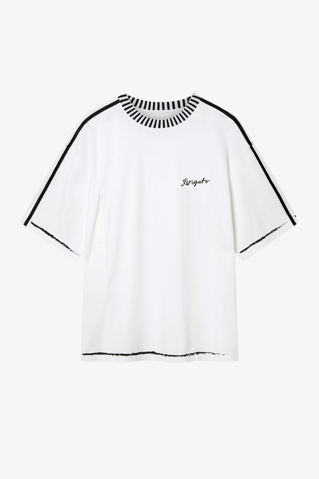 alt-image__White-cotton-t-shirt-with-contrast-collar-and-chest-logo---Seam-Relaxed-T-shirt-