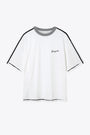 White cotton t-shirt with contrast collar and chest logo - Seam Relaxed T-shirt  