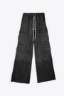 Pantalone baggy cargo in denim cerato nero - Double Cargo Jumbo Belas 