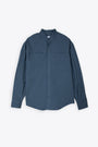 Blue cotton long sleeves shirt with korean collar - Mattia Beijing Ae Shirt  