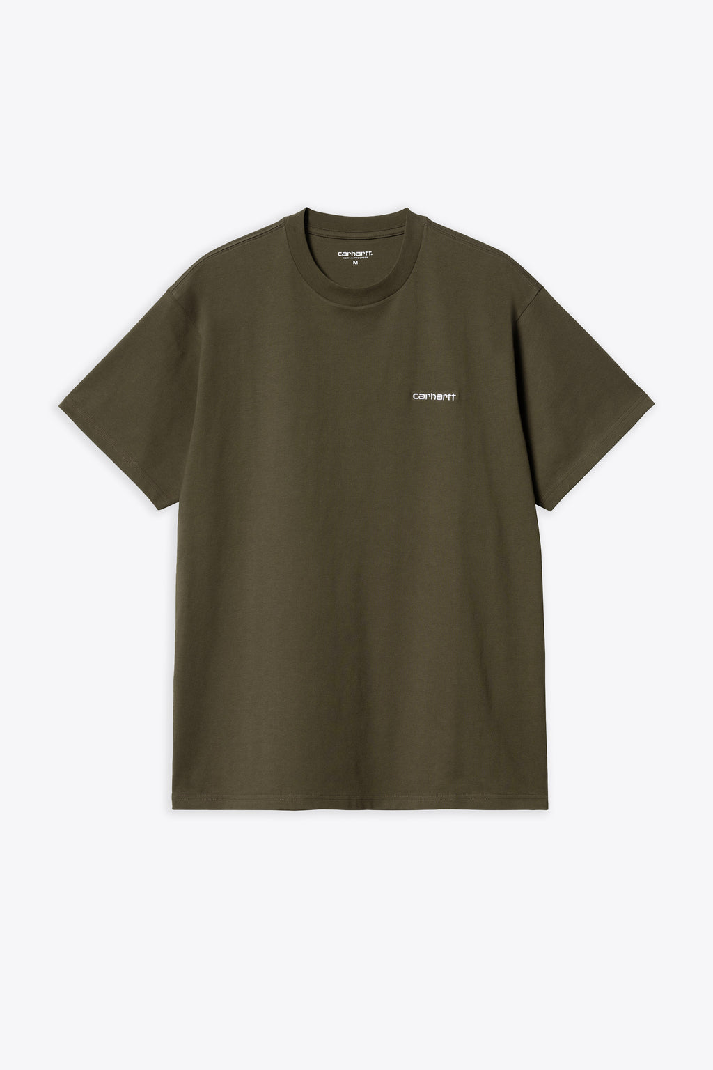 alt-image__Army-green-cotton-t-shirt-with-chest-logo-embroidery---S/S-Script-Embroidery-T-Shirt