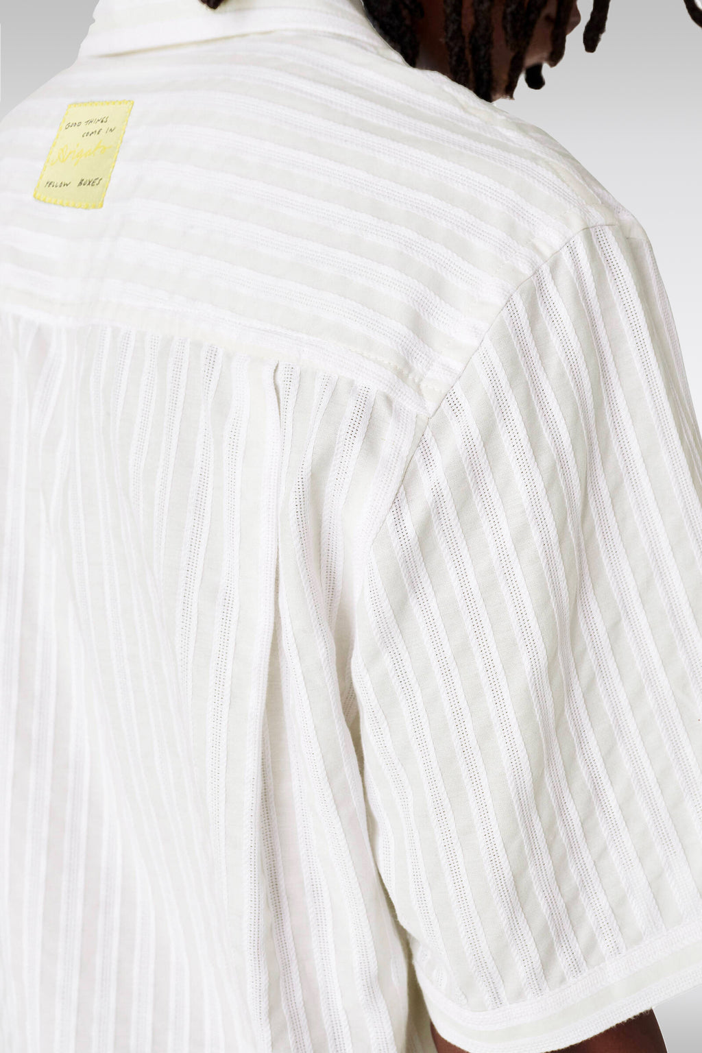 alt-image__Camicia-in-cotone-a-righe-panna-e-beige---Lido-Striped-Shirt