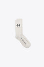 Off white ribbed cotton sport socks with black logo 