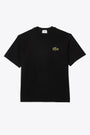 Black cotton loose t-shirt with big crocodile logo 