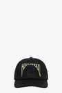 Black waxed denim baseball cap with embroidery - Baseball 