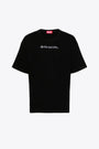 Black cotton t-shirt with front slogan embroidery - T Boxt N6 
