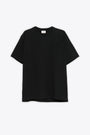 Black cotton boxy fit t-shirt with chest logo embroidery - TSPX  