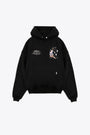 Black cotton hoodie with graphic print at chest and back - Hermes Hoodie 