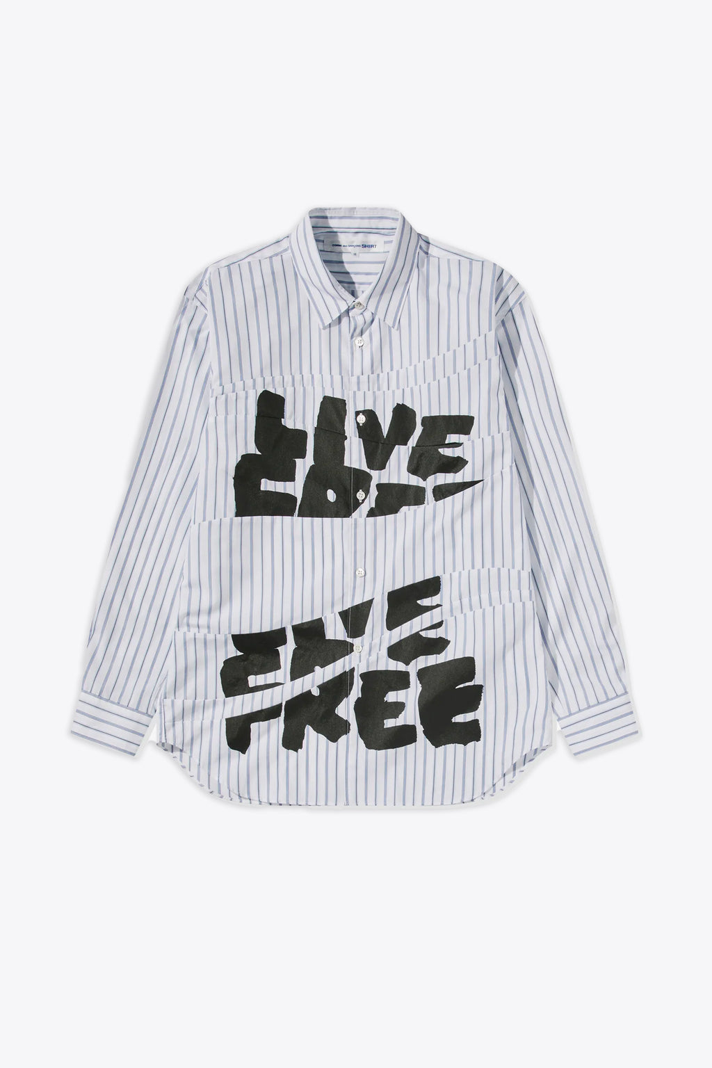 alt-image__Camicia-in-cotone-bianca-a-righe-con-stampa-Live-Free