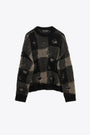 Black/grey check wool destroyed sweater - Sonar Roundneck 