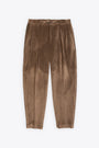 Brown corduroy pant with front pleats - Portobello 