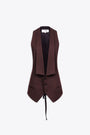 Brown oversized waistcoat with squared shawl collar 