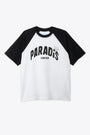 T-shirt in cotone bianca con maniche raglan e grafica al petto - Paradis raglan T-shirt 