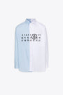 Light blue and striped cotton splitted shirt with logo 