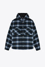 Black and blue check flannell hooded overshirt - Hooded Overshirt 