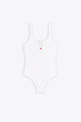 Body in cotone a coste bianco con logo in metallo - Ufby D Oval Cotton Rib Bodysuit 