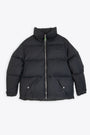 Oversized black cotton blend puffer jacket - Oversize cotton bomber
 