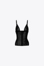 Top corsetto nero in lycra con motivo zebrato - Doll Top 