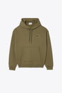 Olive green cotton hoodie with chest logo embroidery 