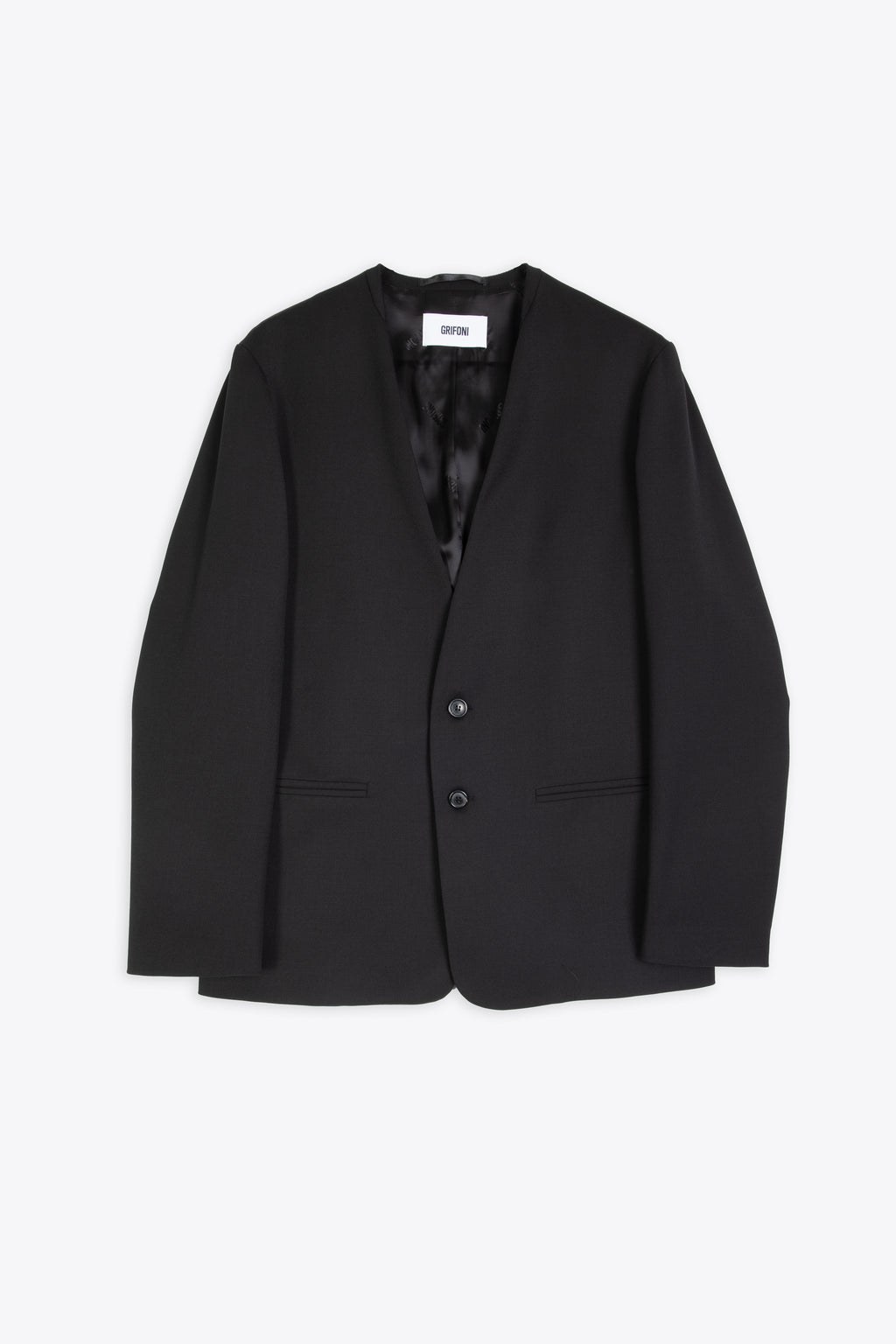 alt-image__Black-technical-wool-collarless-blazer-