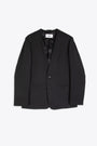 Black technical wool collarless blazer  