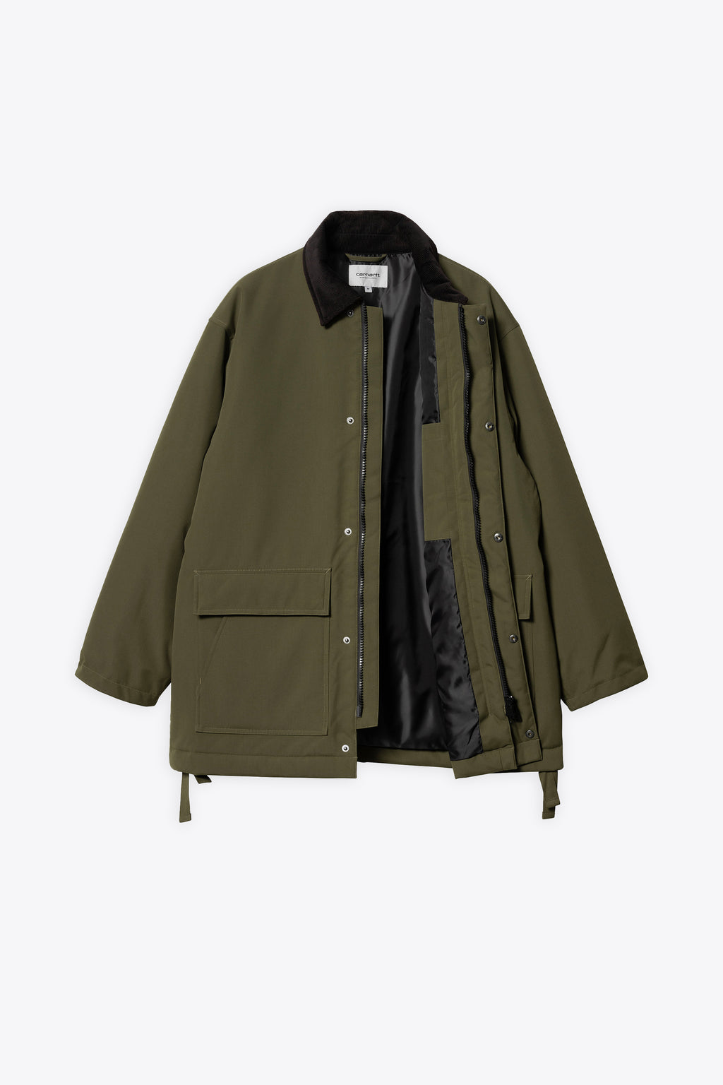 alt-image__Giaccone-in-nylon-verde-militare-con-colletto-in-velluto-a-coste---Clarton-Coat