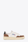 White leather low sneaker with brown suede detail and back tab - Medalist 