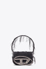 Borsa in denim nero sfrangiato con logo in strass - 1 DR Shoulder Bag 