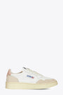 White leather low sneaker with suede detail and pink tab - Medalist Low 