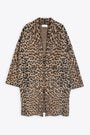 Leopard printed alpaca wool coat 